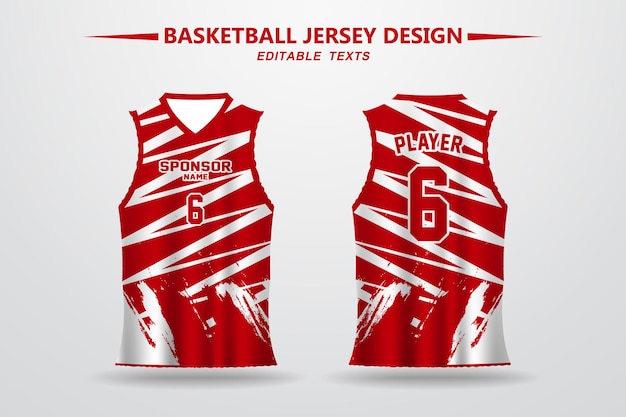 Conception de maillot de basket-ball blanc et rouge pour l'impression