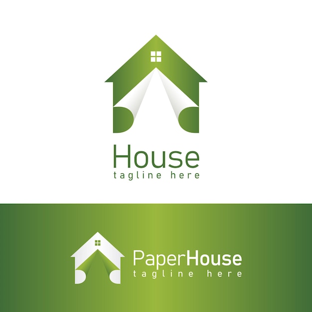 Conception De Maison En Papier Logo Maison Verte