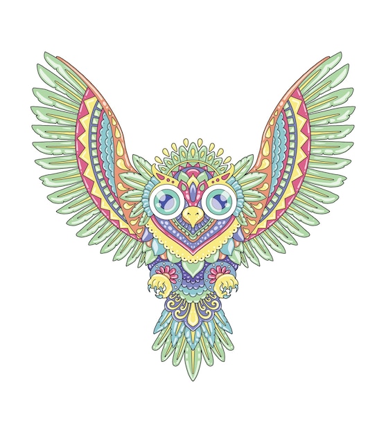 Conception De Mandala Coloré De Hibou