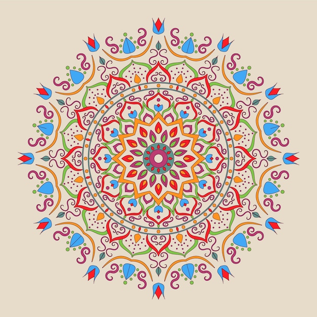 Conception De Mandala Coloré Islamique Ornemental Sur Fond Blanc.