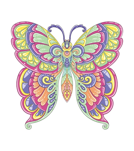 Conception de mandala coloré papillon