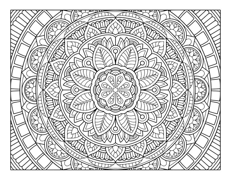 Conception de mandala à colorier pleine page