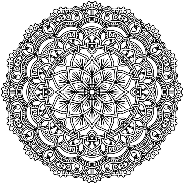 conception de mandala de conception ronde noire et conception de rangoli primum