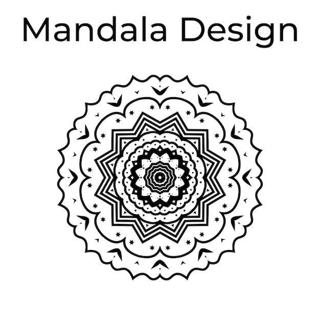 Conception De Mandala Floral Fond Blanc Noir