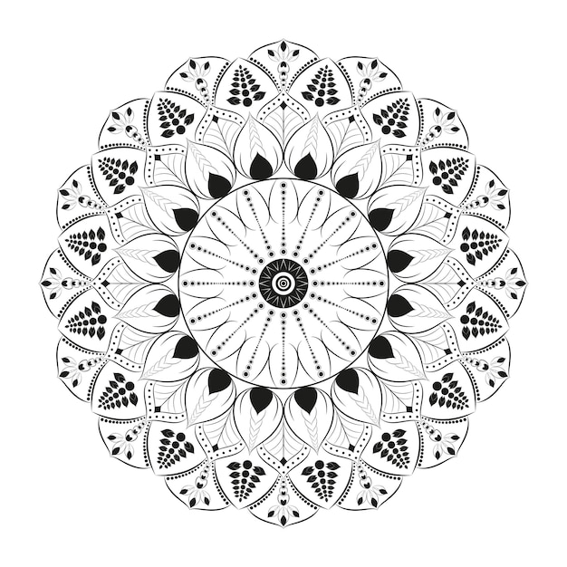 Conception De Mandala Floral Noir Et Blanc De Luxe Mandala Décoratif