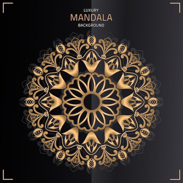 Conception De Mandala De Luxe Avec Couleur Et Fond Dorés