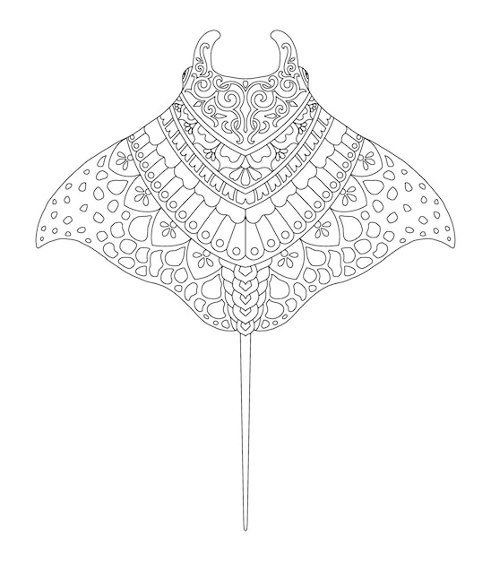 Vecteur conception de mandala manta pour l'impression de pages à colorier