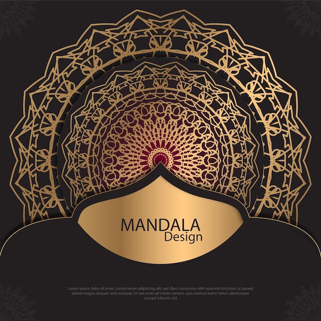 Conception de mandala minimal design de luxe rond texte de brosse dorée