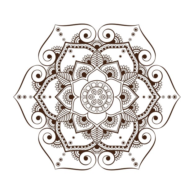 Conception de mandala de motif de tatouage de cercle décoratif de henné d'ornement de ligne florale