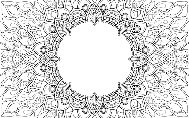 Vecteur conception de mandala de page de coloriage avec l'espace des textes