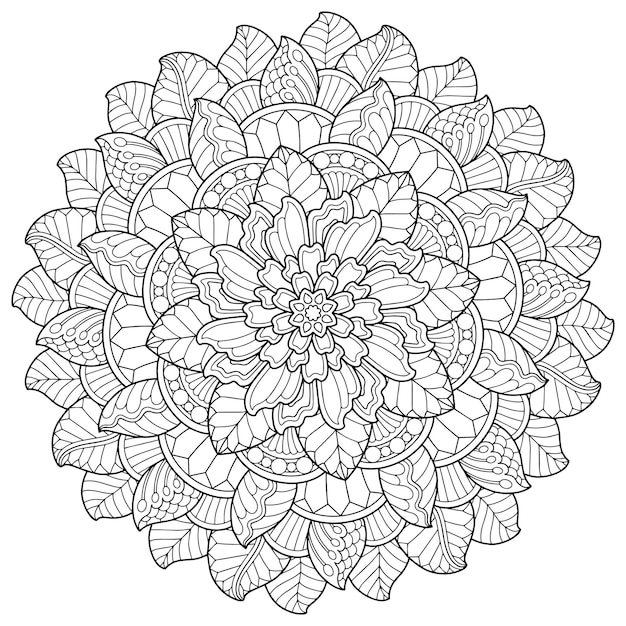 Vecteur conception de mandala pour coloriage adulte