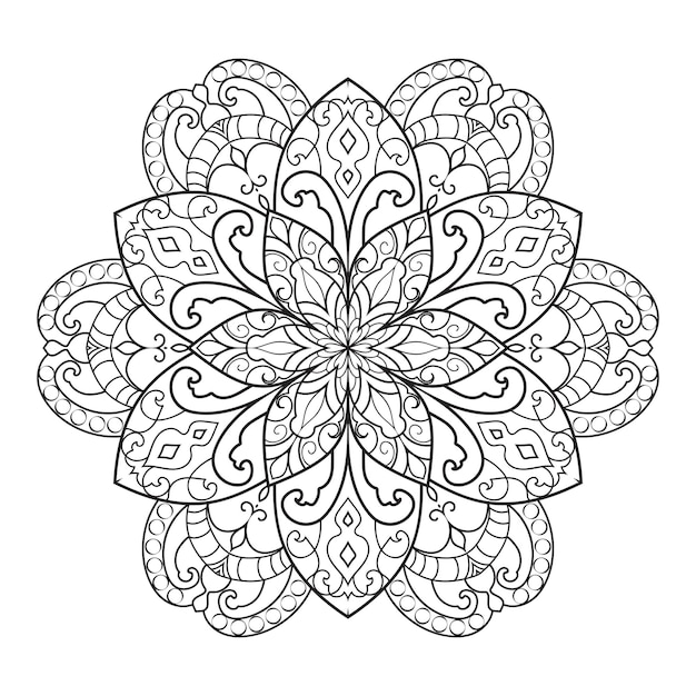 Conception De Mandala Pour La Page De Coloriage Adulte. Ornement Rond Décoratif.