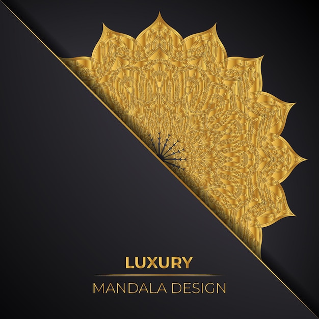 Vecteur conception de mandala prête à imprimer de luxe avec fond doré décoratif