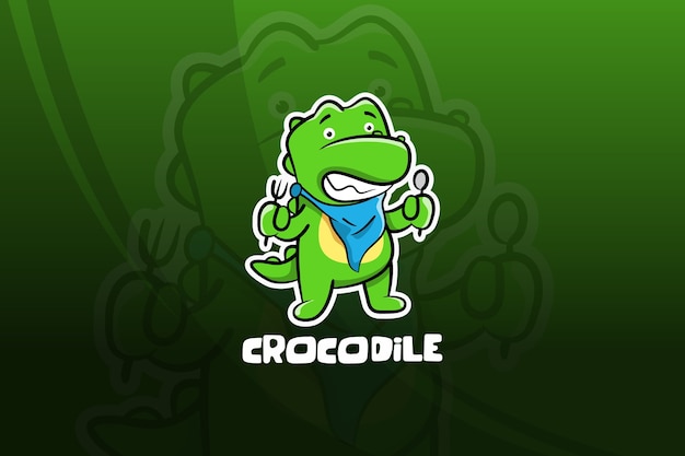 Vecteur conception de mascotte de crocodile esport. l'heure du déjeuner