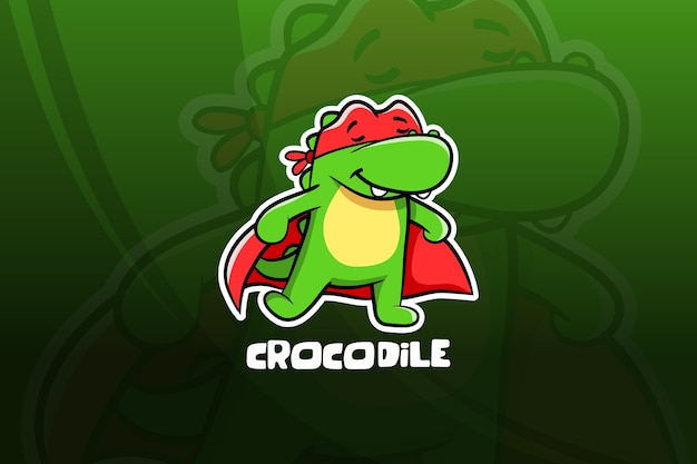 Conception De Mascotte De Crocodile Esport. Super Héros