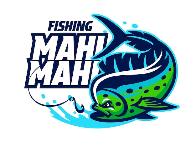 Vecteur conception de la mascotte du logo de la pêche mahimahi
