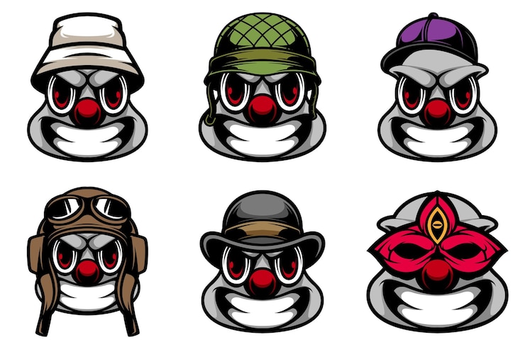 Vecteur conception de la mascotte du paquet de clowns