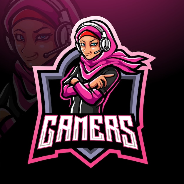 Conception De Mascotte De Logo Esport Gamer Girl