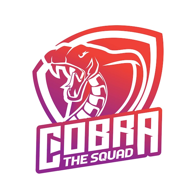 Vecteur conception de mascotte de logo de serpent cobra en colère avec emblème de bouclier