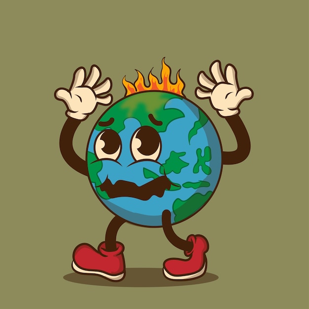 Vecteur conception de mascotte de logo de la terre