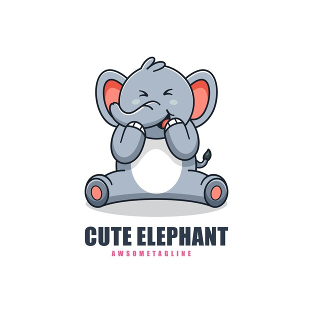 Vecteur conception de mascotte de personnage d'éléphant mignon