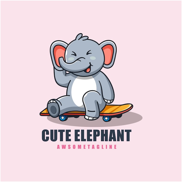 Vecteur conception de mascotte de personnage d'éléphant mignon