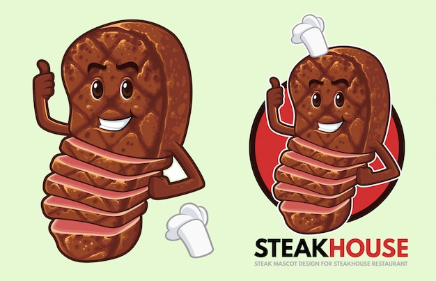 Conception De Mascotte De Steak Pour Steakhouse