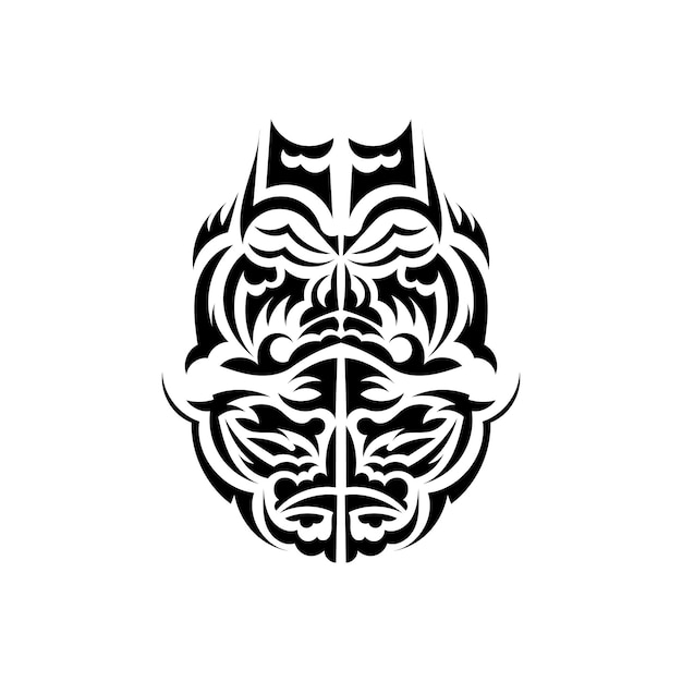 Conception De Masque Tiki Motif De Décor Traditionnel De Polynésie Et D'hawaï Isolé Sur Fond Blanc Modèle De Tatouage Prêt Vector