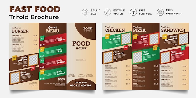 Conception De Menus Alimentaires. Modèle De Brochure De Menu Alimentaire à Trois Volets.