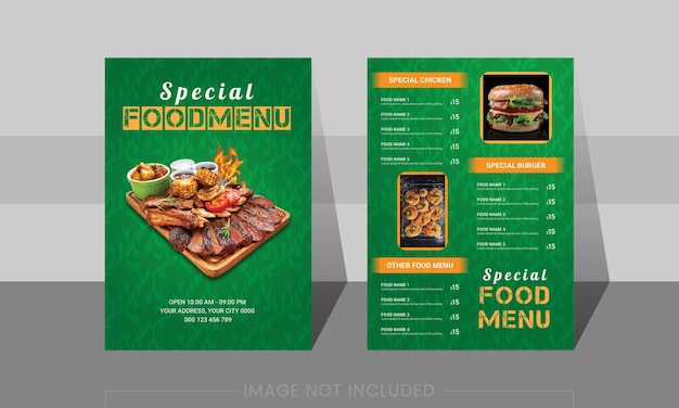 Vecteur conception de menus d'aliments verts
