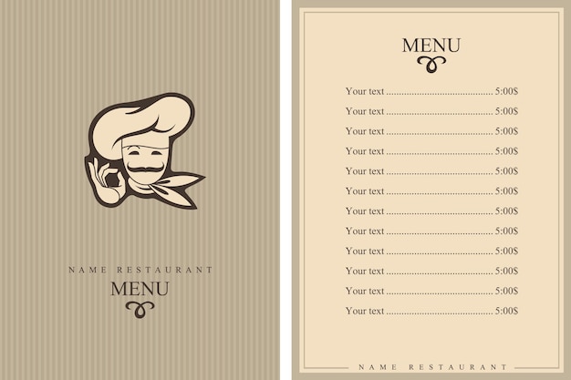 Conception De Menus De Chef