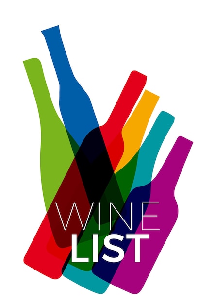 Conception de menus de restaurant à vin avec des bouteilles gaies et colorées Arrière-plan pour la carte des vins Illustration vectorielle
