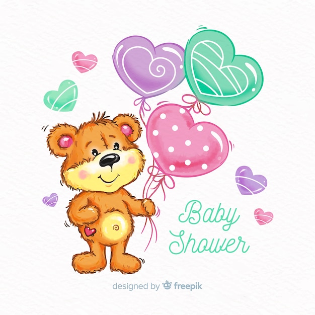 Vecteur conception mignonne de baby shower d'aquarelle