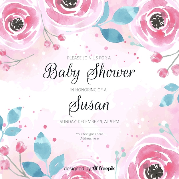 Conception Mignonne De Baby Shower D'aquarelle