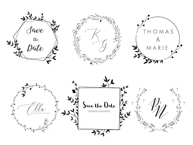 Conception minimale de couronne florale invitation de mariage.