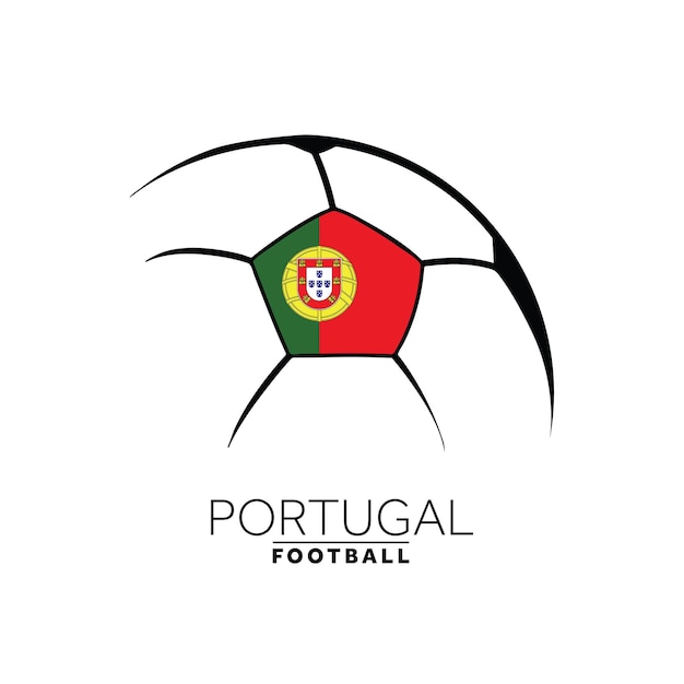 Vecteur conception minimale de football de football avec le drapeau du portugal