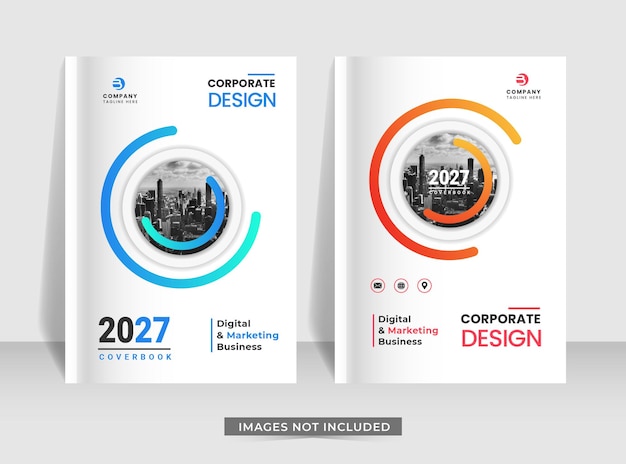 Conception de mise en page de couverture de livre de rapport annuel simple créatif d'entreprise format A4 avec forme de cercle