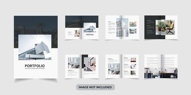 Vecteur conception de la mise en page du portefeuille d'architecture et d'intérieur, modèle de brochure prêt à imprimer au format standard a4.