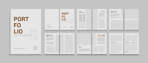 Conception de la mise en page du portefeuille d'architecture et d'intérieur, modèle de brochure prêt à imprimer au format standard a4.