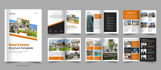 Vecteur conception de la mise en page du portefeuille de modèles de brochures immobilières