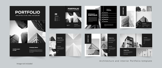 Vecteur conception de la mise en page du portfolio d'architecture modèle de portfolio professionnel d'architecture et d'intérieur