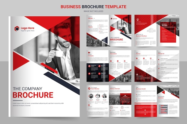 Conception de mise en page de modèle de brochure d'entreprise conception de modèle de brochure de couleur rouge de 12 pages d'affaires minimales