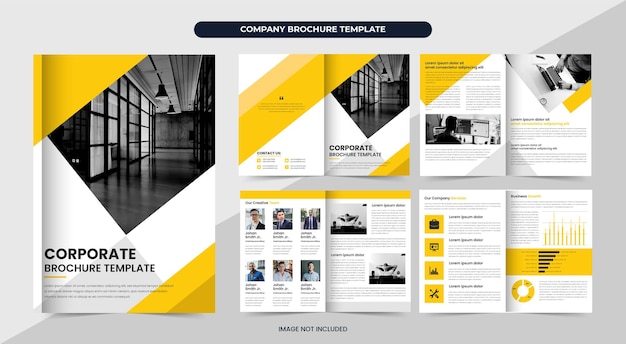 Conception De Mise En Page De Modèle De Brochure D'entreprise Jaune Ou Présentation De Brochure D'entreprise Multipage Minimale