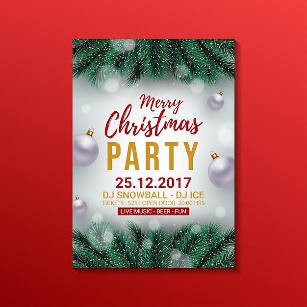 Conception de modèle d'affiche de fête de noël blanc moderne