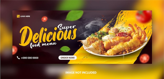 Vecteur conception de modèle de bannière de couverture facebook promotionnelle pour la nourriture et le restaurant
