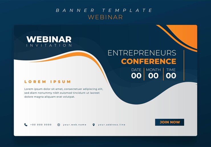 Vecteur conception de modèle de bannière avec forme ondulée pour la publicité en ligne ou la conception d'invitations à un webinaire