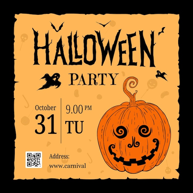 Conception de modèle de bannière de médias sociaux de promotion de fête d'Halloween