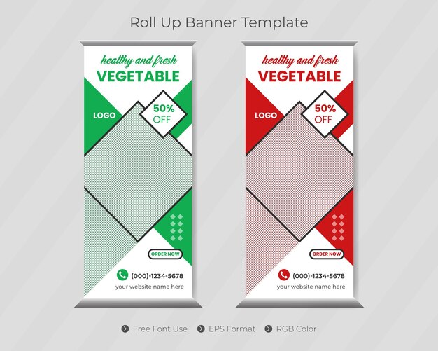 Conception de modèle de bannière roll up restaurant