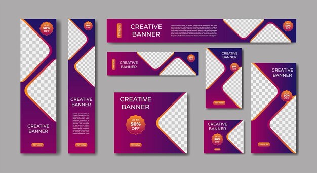 Conception de modèle de bannière de site Web Mega Set