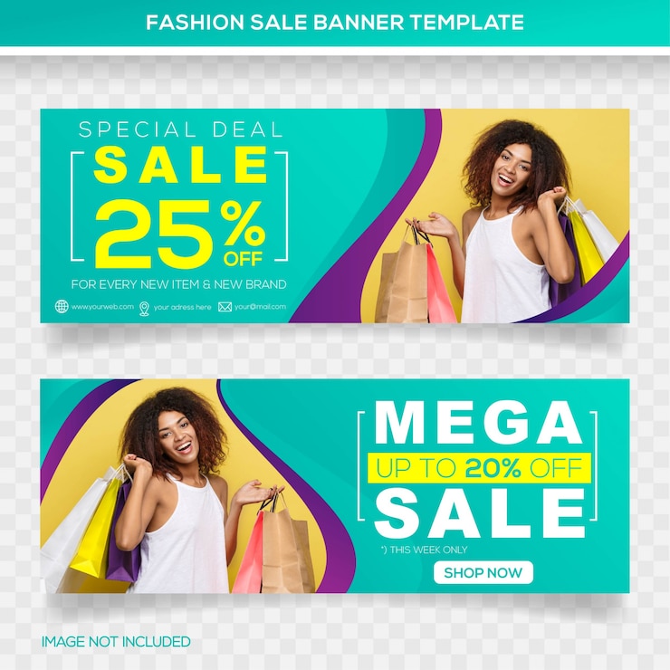 Vecteur conception de modèle de bannière de vente méga
